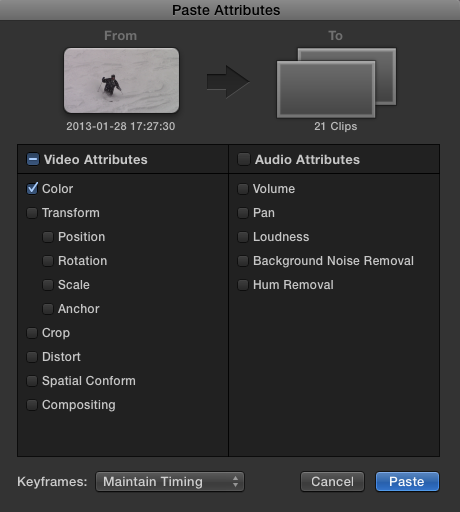 Top 5 Secrets To Get The Most Out of Final Cut Pro X image Top 5 Secrets To Get The Most Out of Final Cut Pro X paste attributes options tutorials